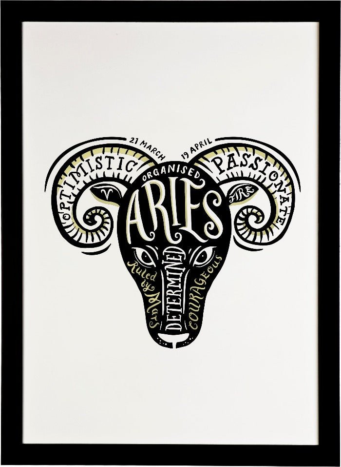 Aries Zodiac Gold Foil Print - Lucy Loves This-
