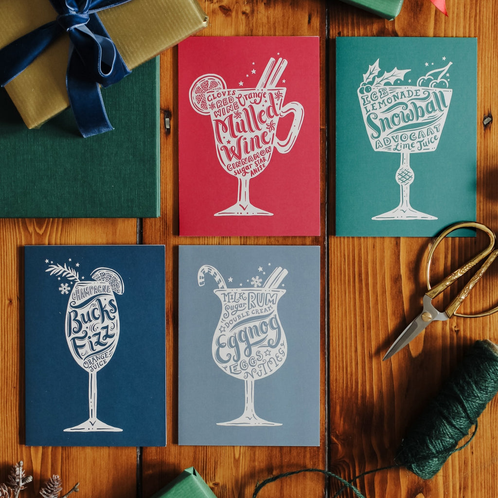 Cocktail Christmas Cards - Pack Of Four - Lucy Loves This-