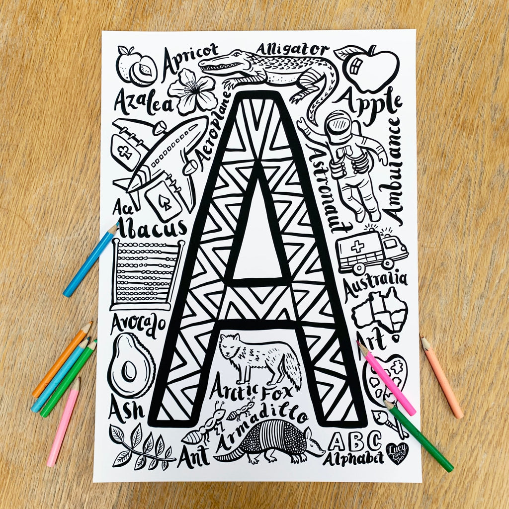 Letter A Colouring Poster - download - Lucy Loves This-