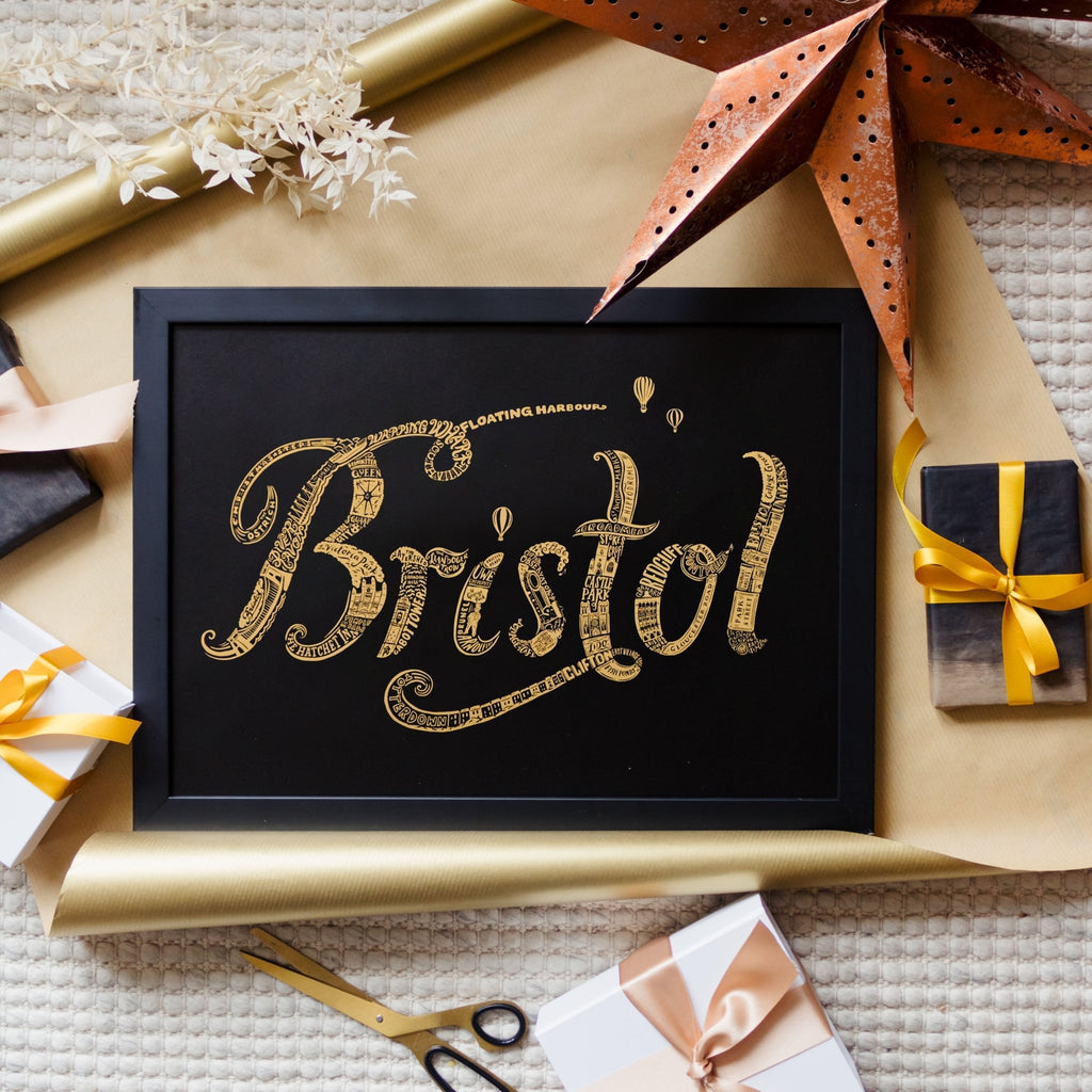 Bristol Print - Gold Lettering - Lucy Loves This - U.K City Prints