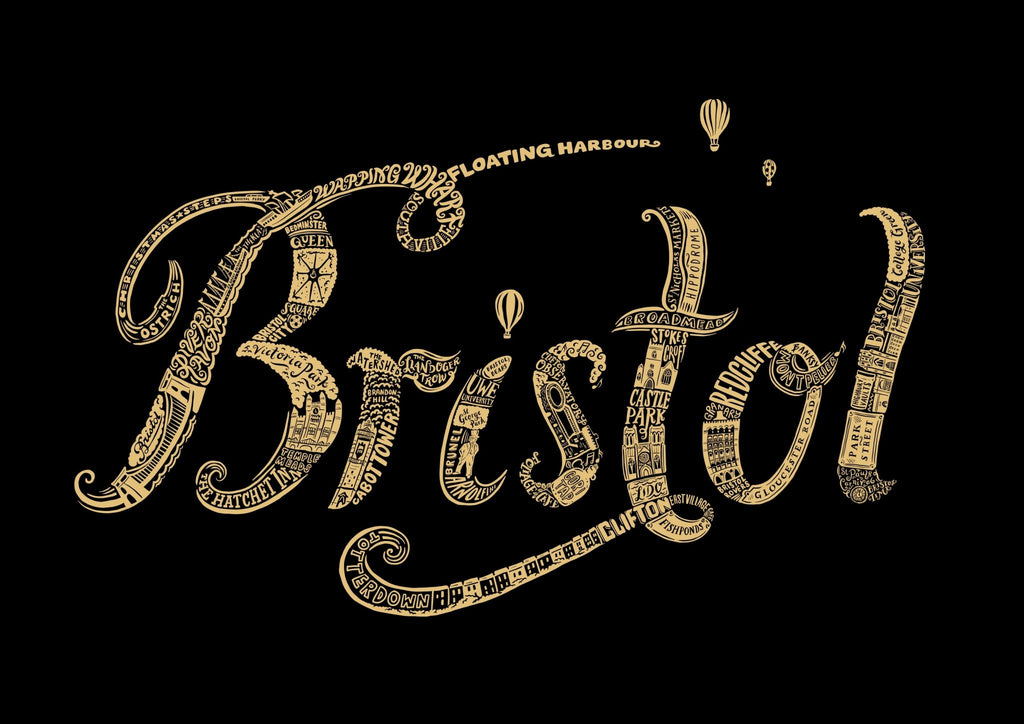 Bristol Print - Gold Lettering - Lucy Loves This - U.K City Prints