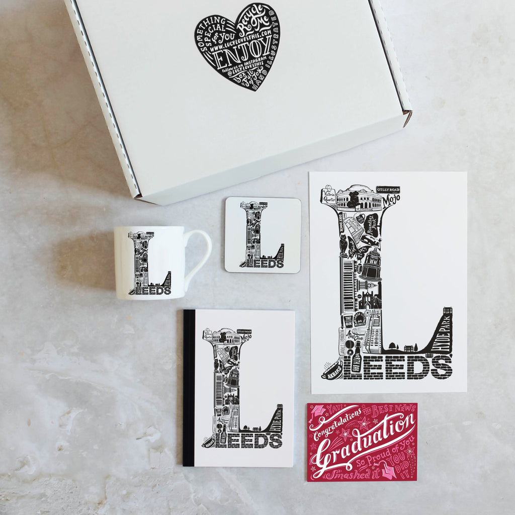 Gift Box - Location Letter print, mug, notebook and coaster - Lucy Loves This-Graduation Gifts