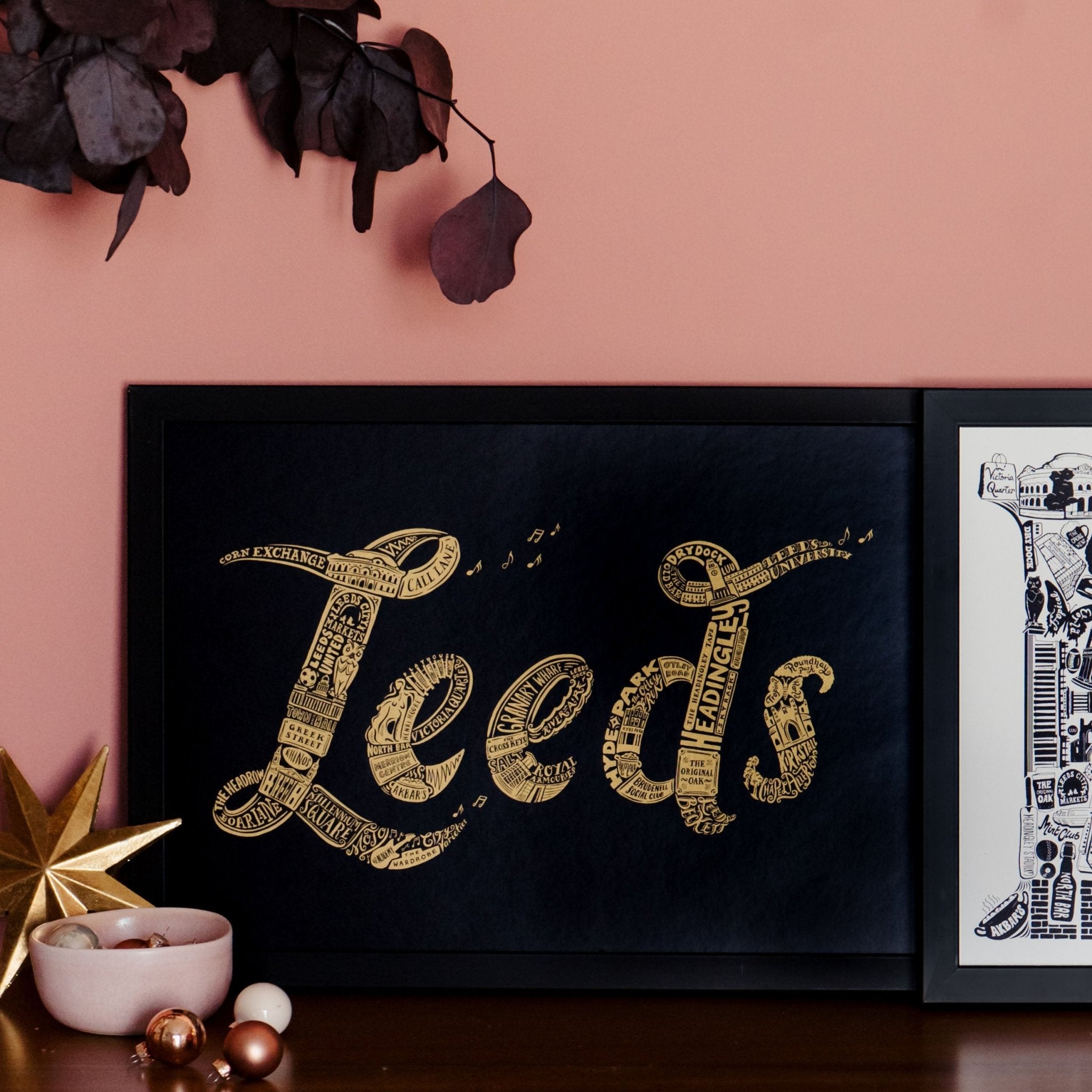 Whereabouts Lettering Leeds Print - Gold Lettering – Lucy Loves This