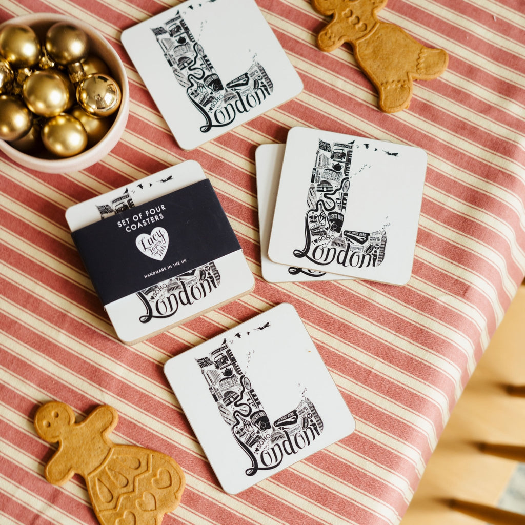 Location Letter Coaster Sets - PREORDER for delivery w/c 9 December 2024 - Lucy Loves This - Location Letter Mugs And Coasters