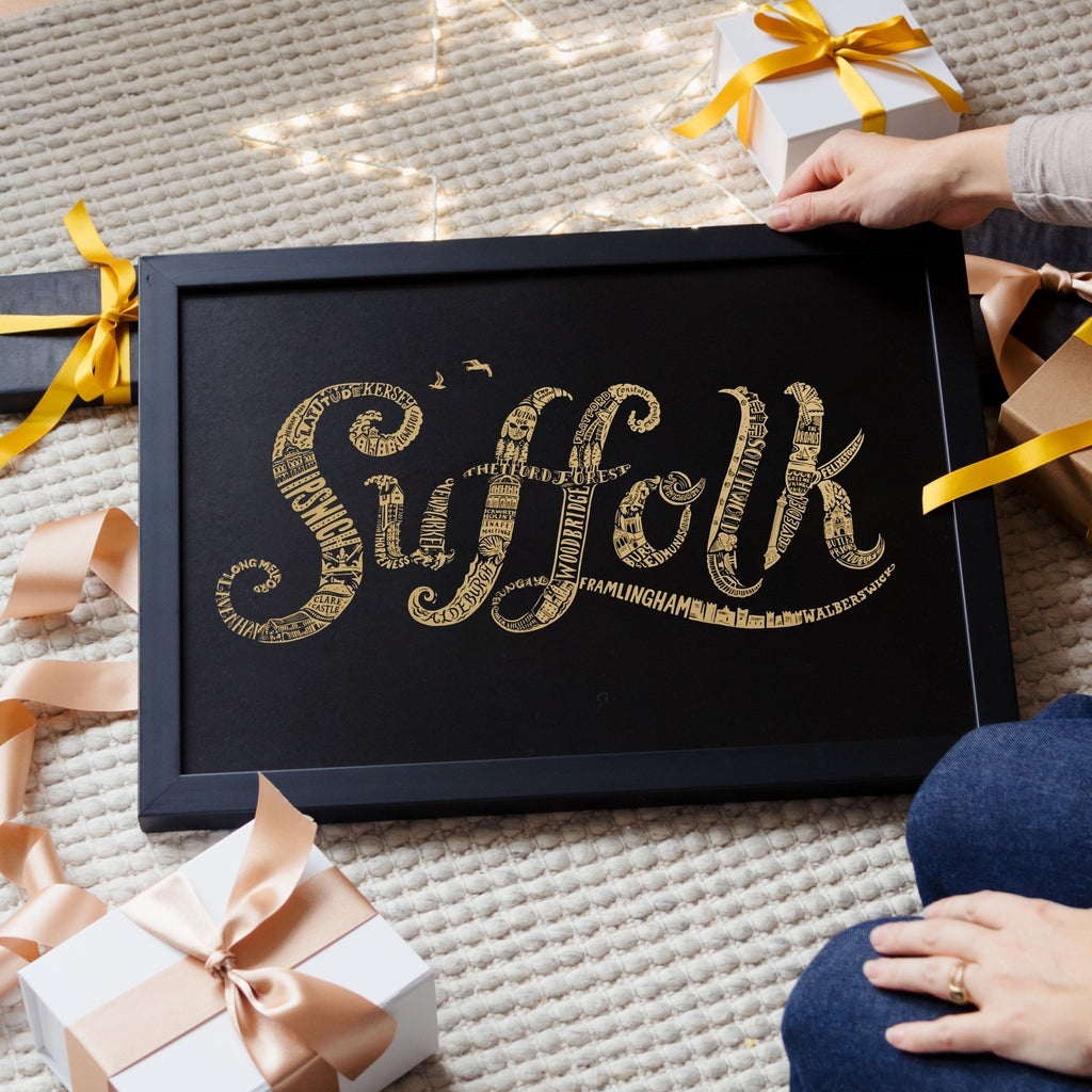 Suffolk Print - Gold Lettering - Lucy Loves This - U.K City Prints