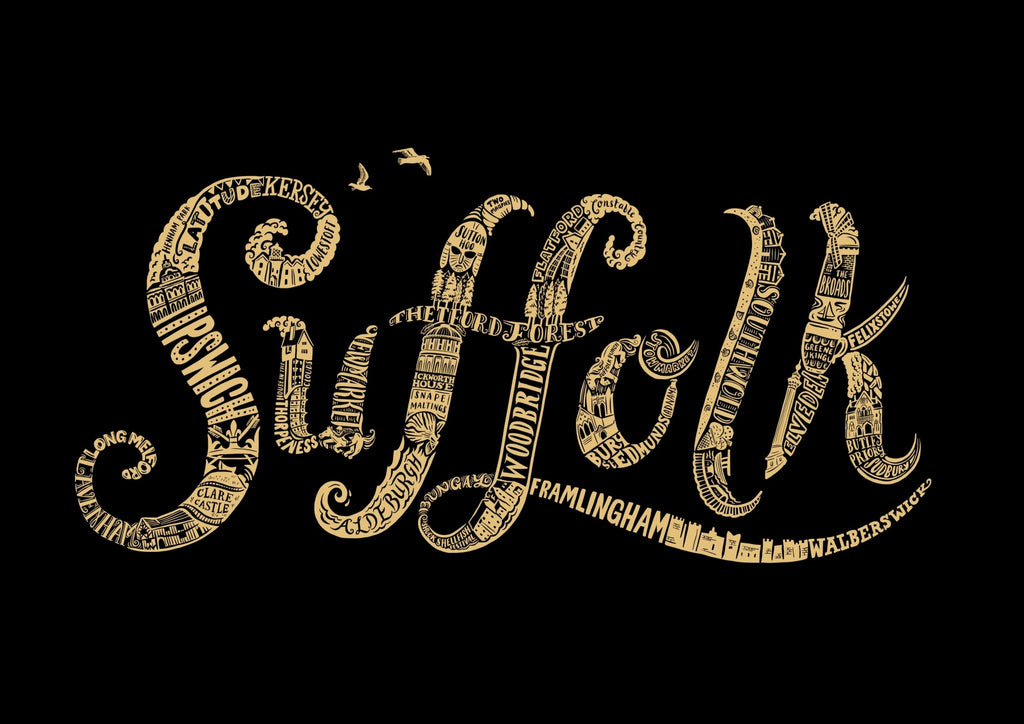 Suffolk Print - Gold Lettering - Lucy Loves This - U.K City Prints