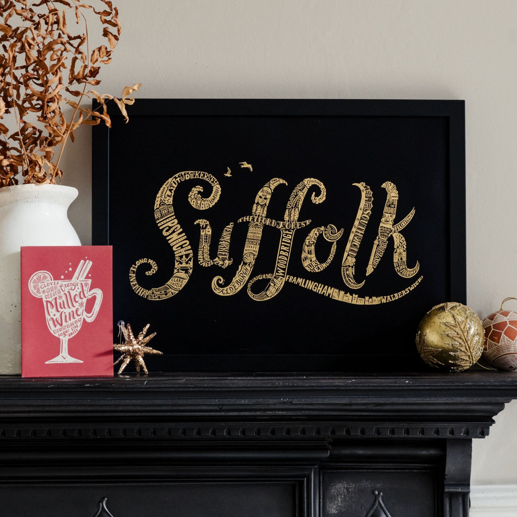 Suffolk Print - Gold Lettering - Lucy Loves This - U.K City Prints