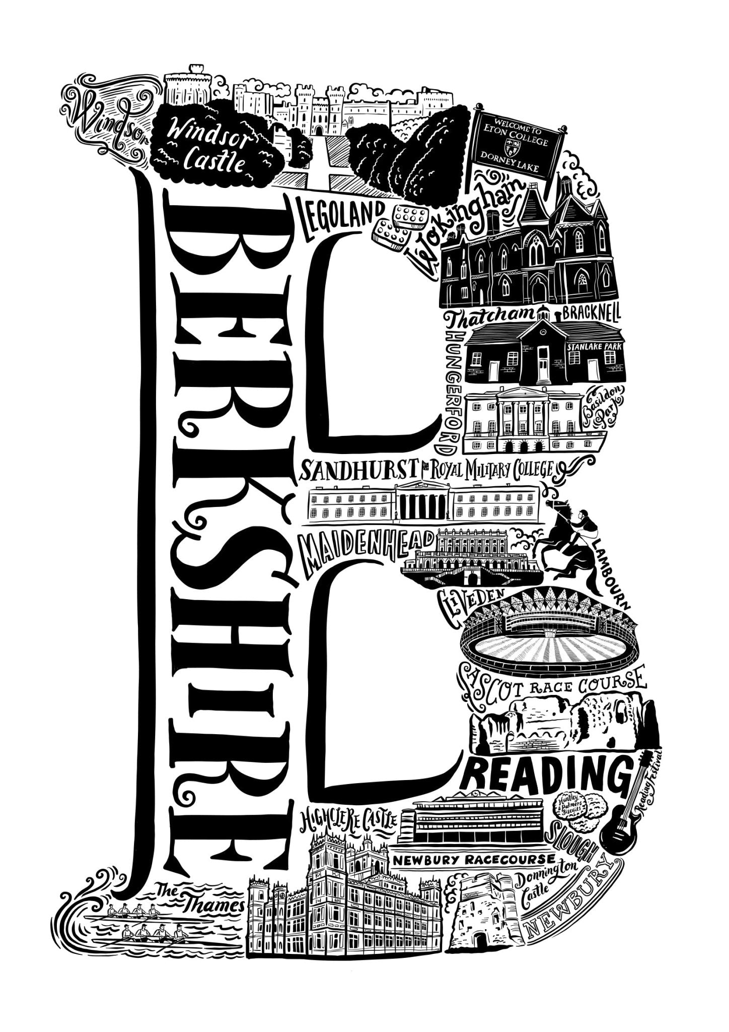 Whereabouts Lettering Berkshire Print- Berkshire Gift – Lucy Loves This