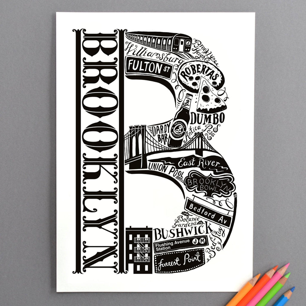 Brooklyn New York print - Lucy Loves This-USA City Prints
