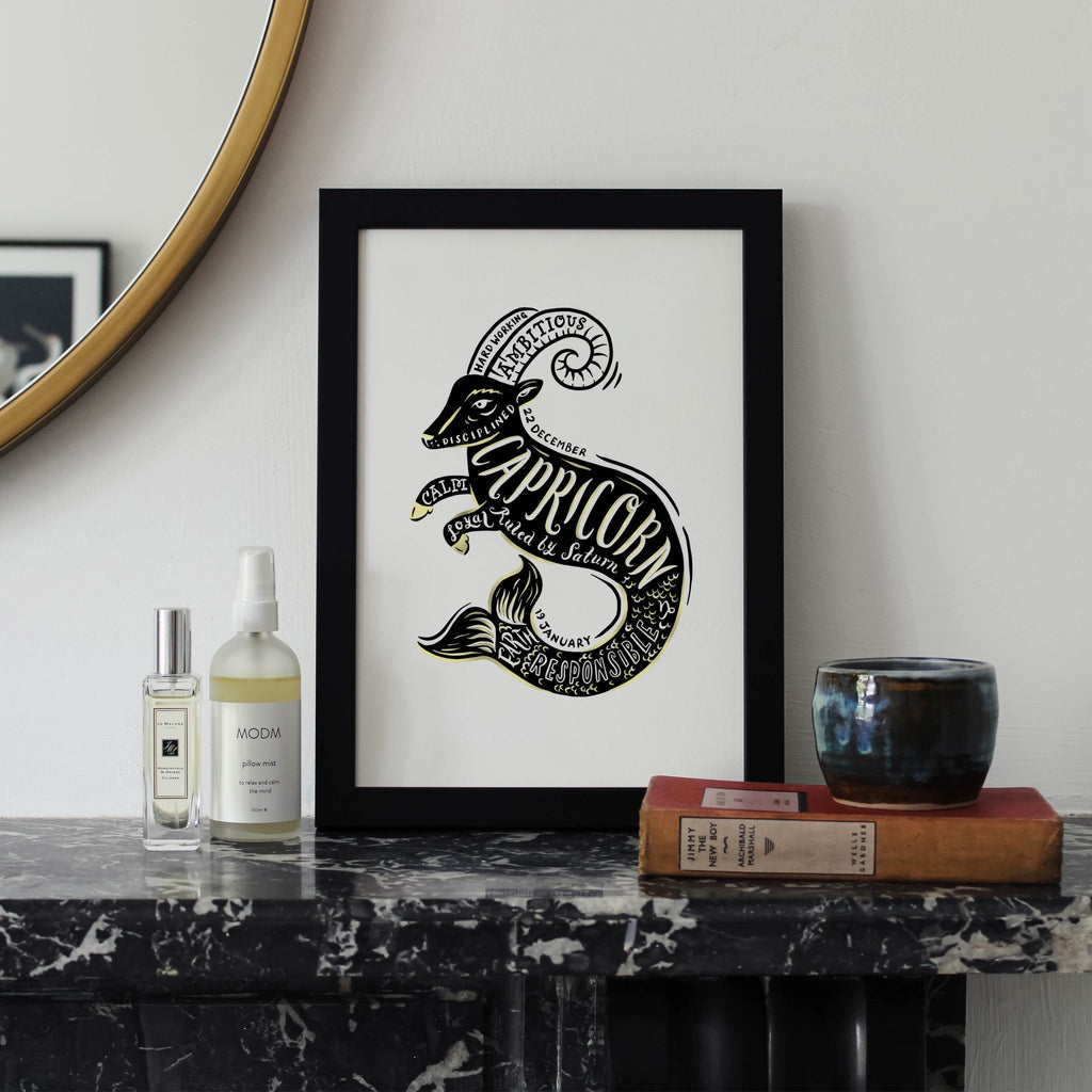 Capricorn Zodiac Gold Foil Print - Lucy Loves This-