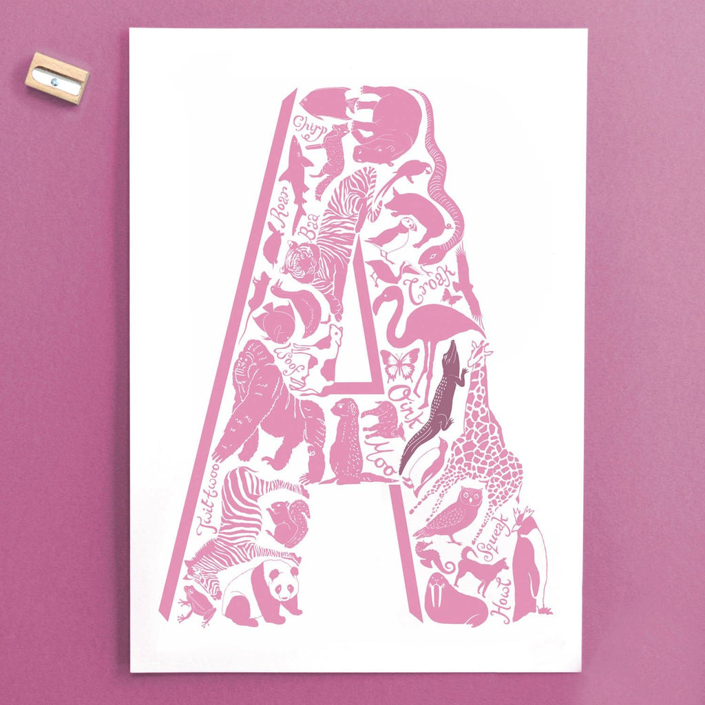 Christening Letter Print - Pink - Lucy Loves This-