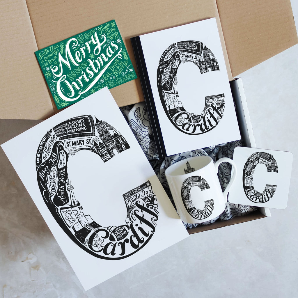 Christmas Gift Box - Location Letter print, mug, notebook and coaster - Lucy Loves This-Graduation Gifts