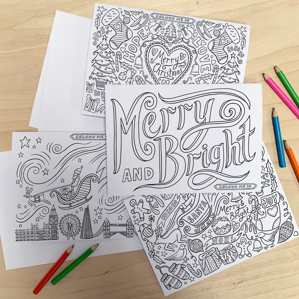 Colouring in Christmas Cards - Pack Of Four - Lucy Loves This-