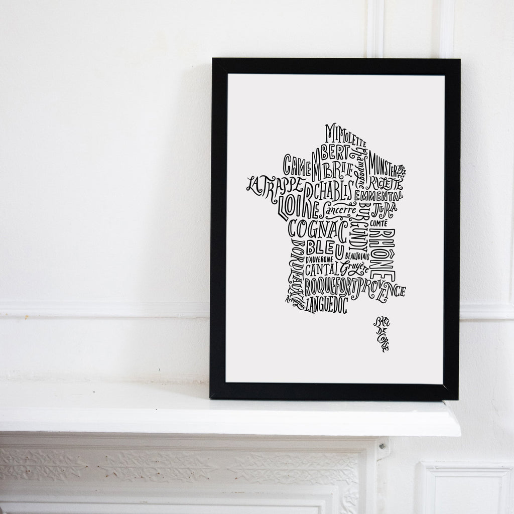 French Cheese and Wine Map Print - Lucy Loves This-U.K City Prints