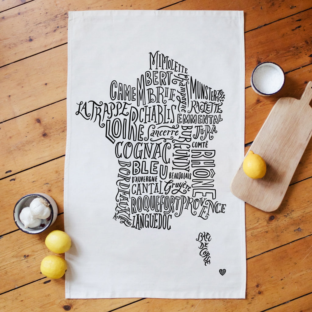 French Cheese and Wine Tea Towel - Lucy Loves This-