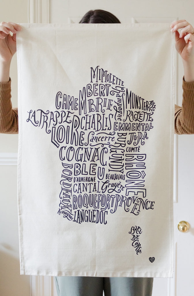 French Cheese and Wine Tea Towel - Lucy Loves This-