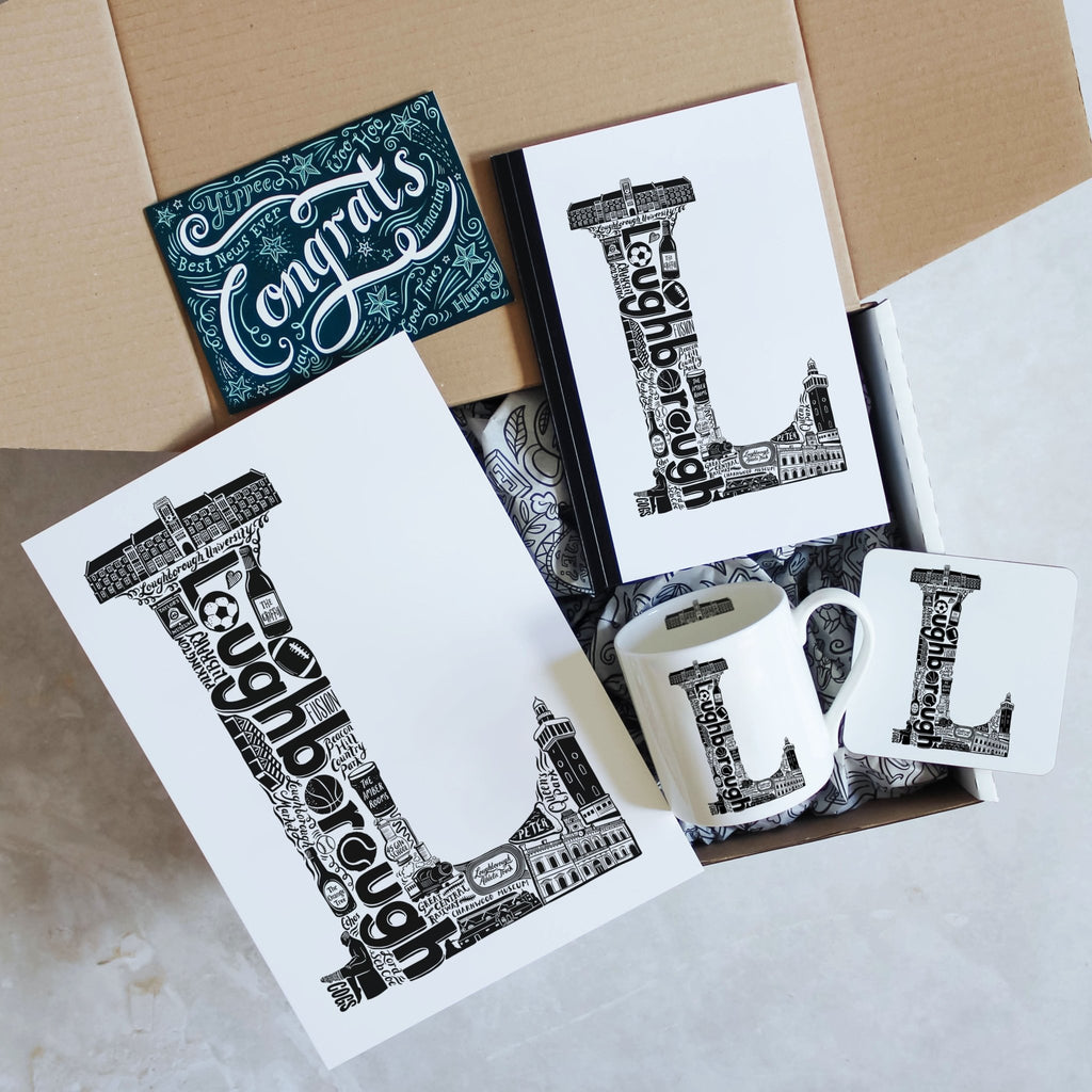 Gift Box - Location Letter print, mug, notebook and coaster - Lucy Loves This-Graduation Gifts