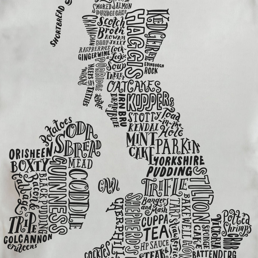 Great Britain and Ireland Food Map Tea Towel - Lucy Loves This-