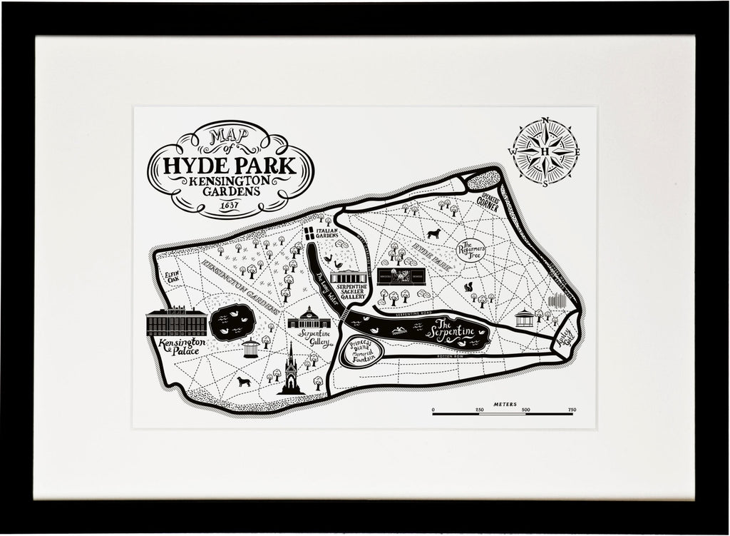 Hyde park and Kensington Gardens Map Print - Lucy Loves This-