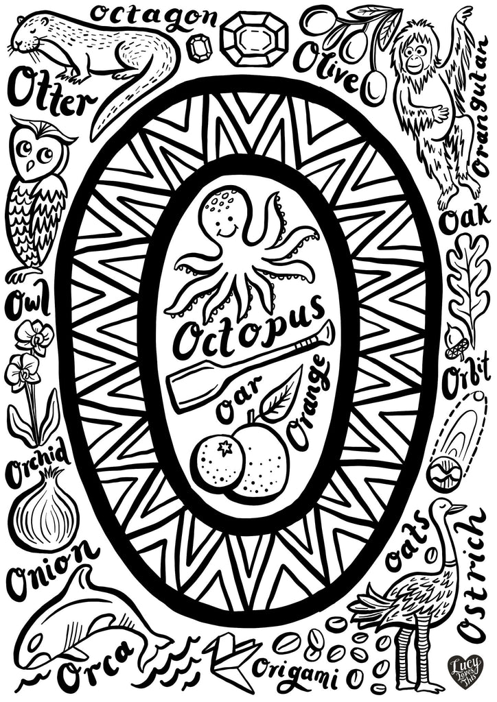 Letter O Colouring Poster - download - Lucy Loves This-