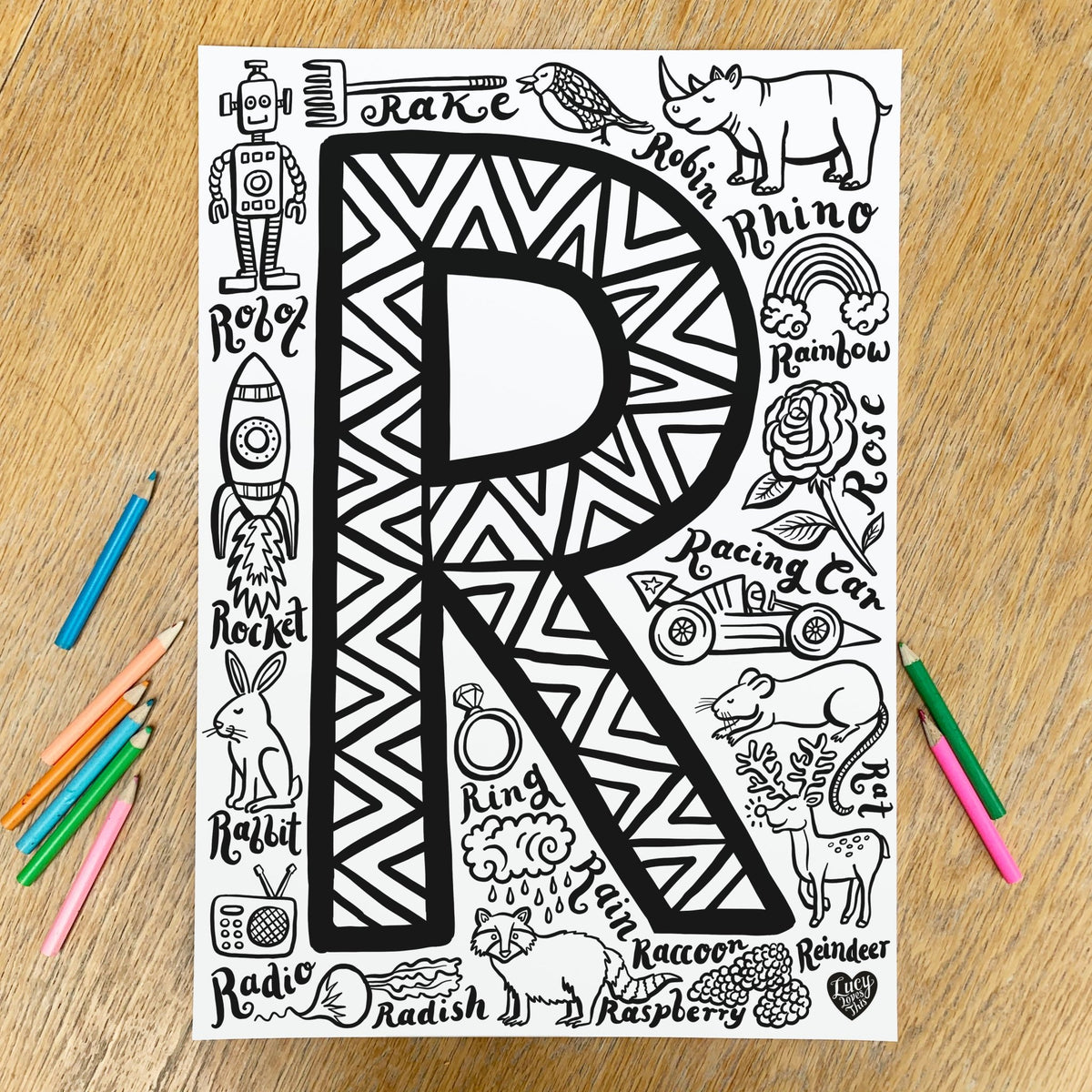 Letter R Colouring Poster - download – Lucy Loves This