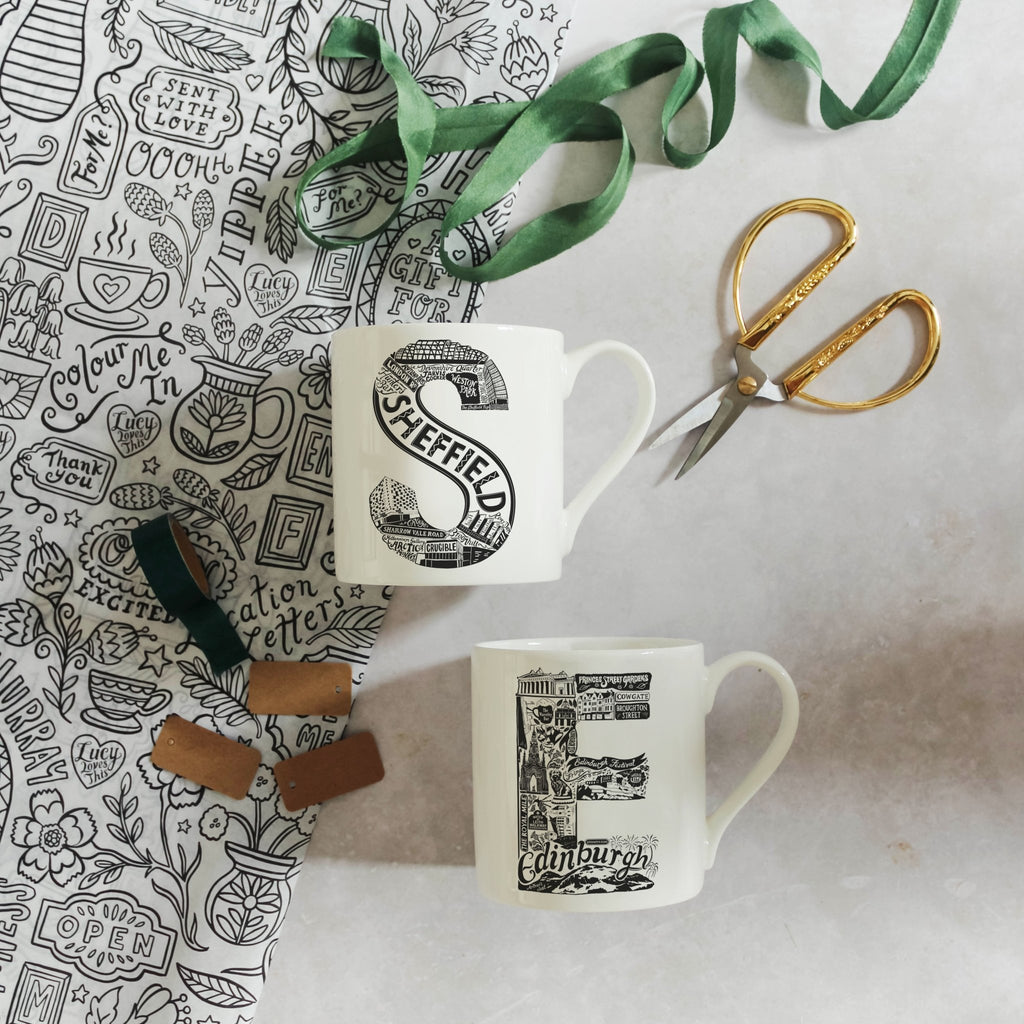 Location Letter Mug Giftset - PREORDER for delivery w/c 11th December - Lucy Loves This-Location Letter Mugs And Coasters