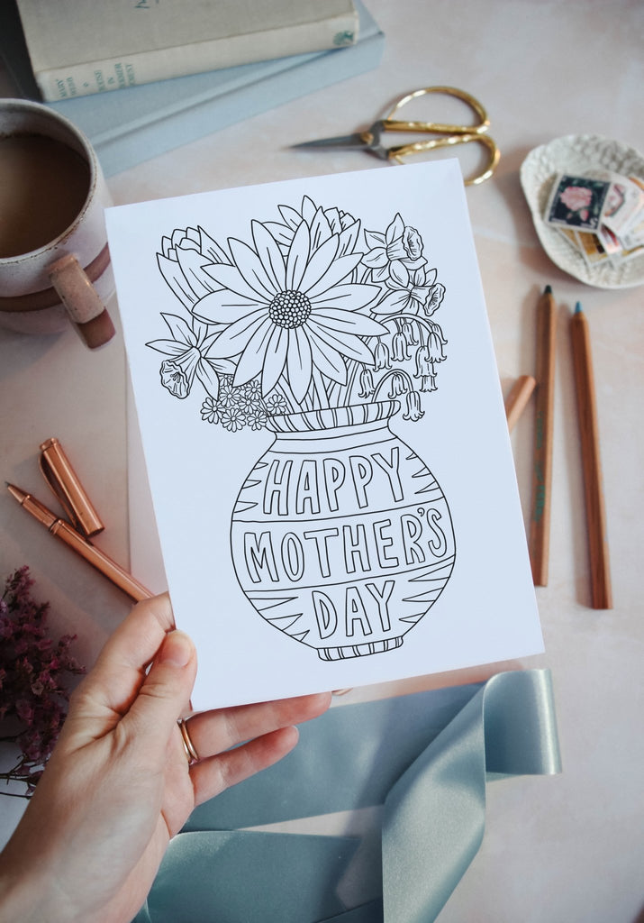 Mother’s day Colouring in card - download - Lucy Loves This-