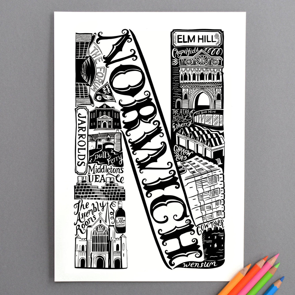 Norwich Print - Lucy Loves This-U.K City Prints