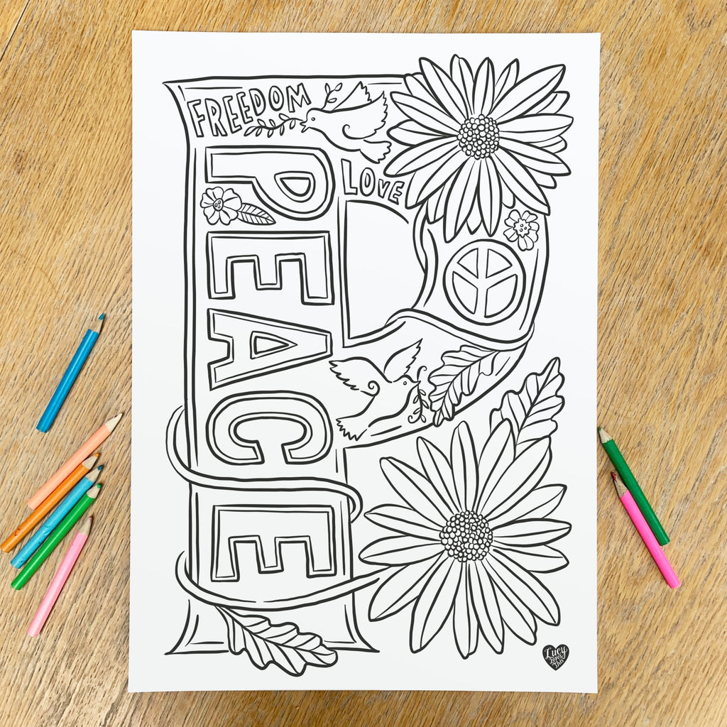 Peace Colouring Poster - download - Lucy Loves This-