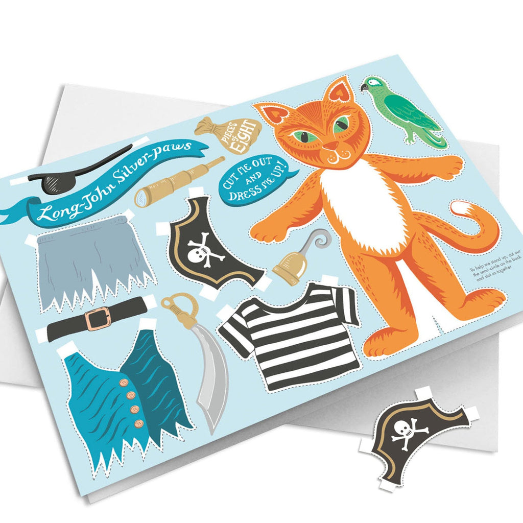 Pirate cat birthday Card - cut out and dress up - Lucy Loves This-