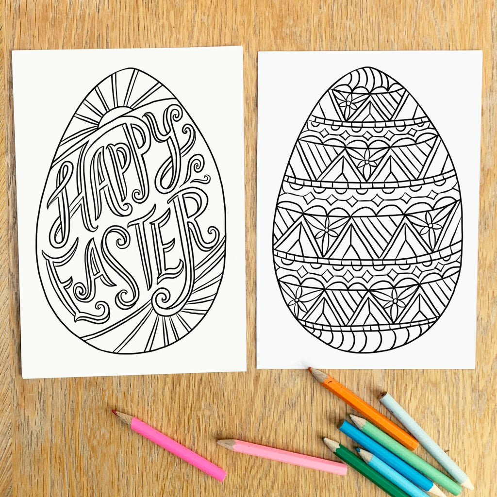 Set of four Easter egg Colouring Posters - download - Lucy Loves This-