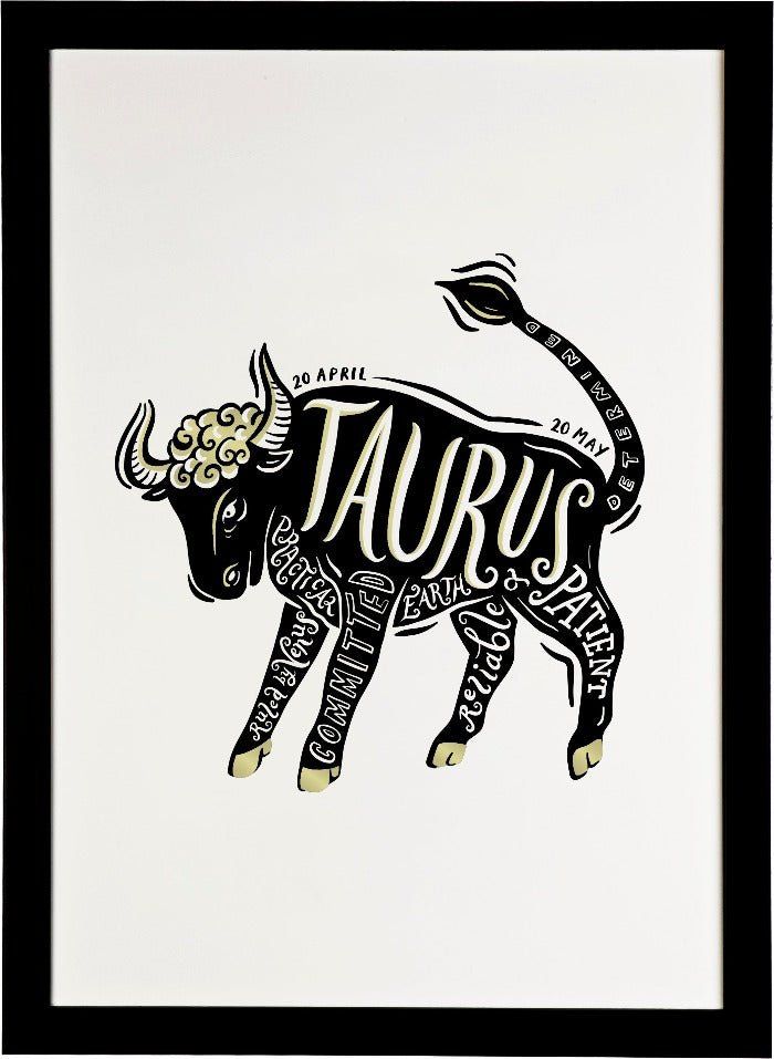 Taurus Zodiac Gold Foil Print - Lucy Loves This-