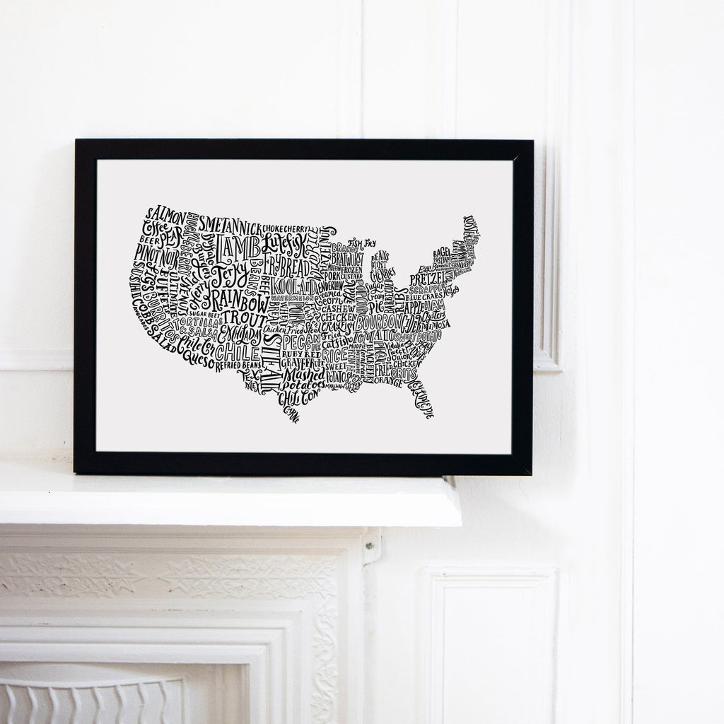USA Food Map Print - Lucy Loves This-U.K City Prints