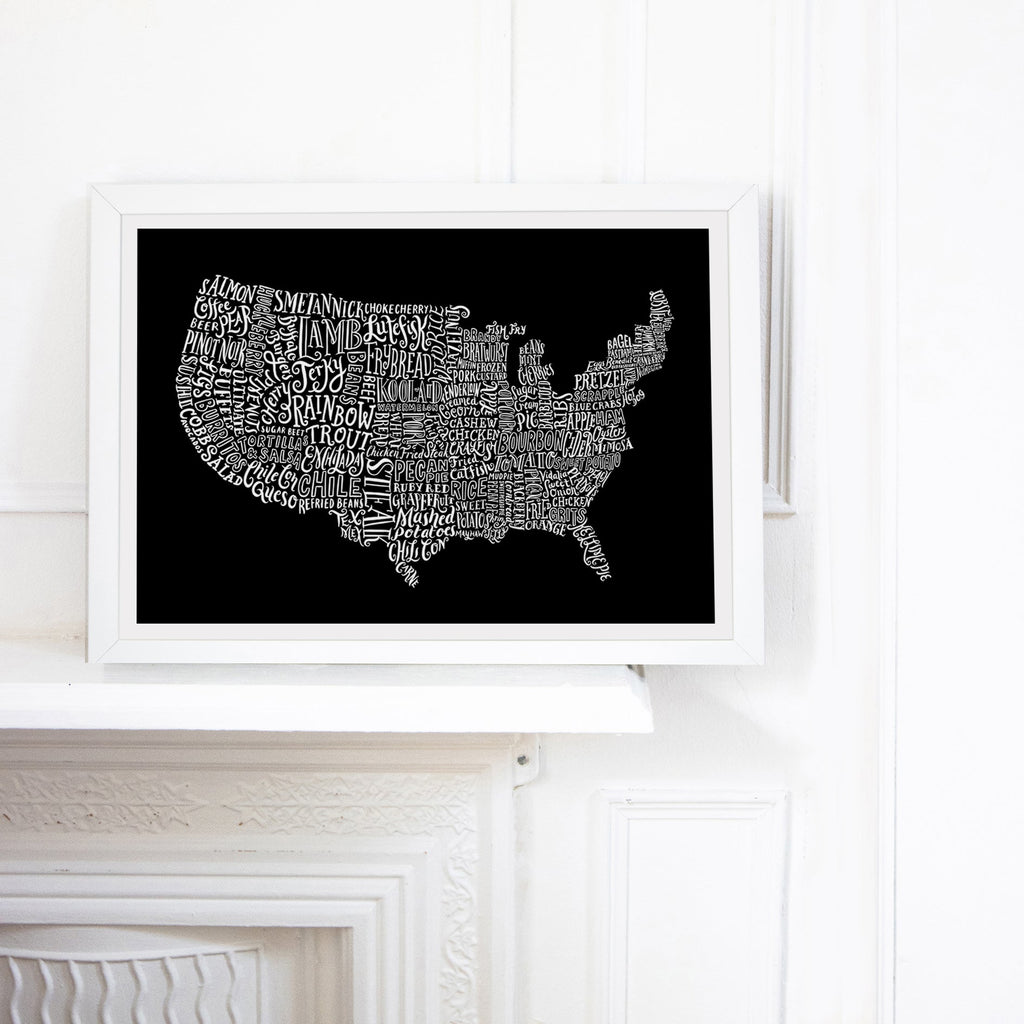 USA Food Map Print - Lucy Loves This-U.K City Prints