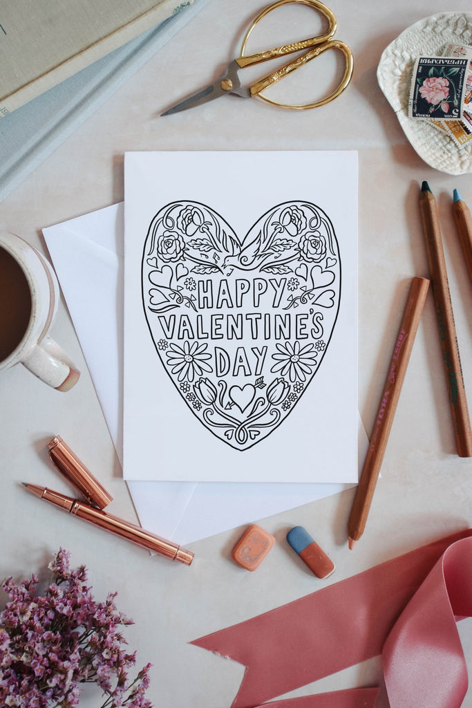 Valentines Colouring in card - download - Lucy Loves This-