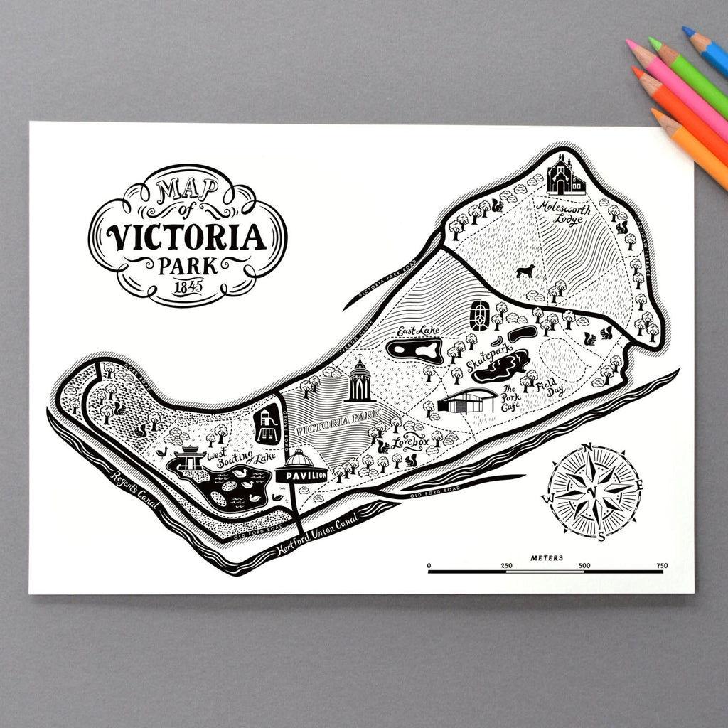 Victoria park Hackney Map Print - Lucy Loves This-