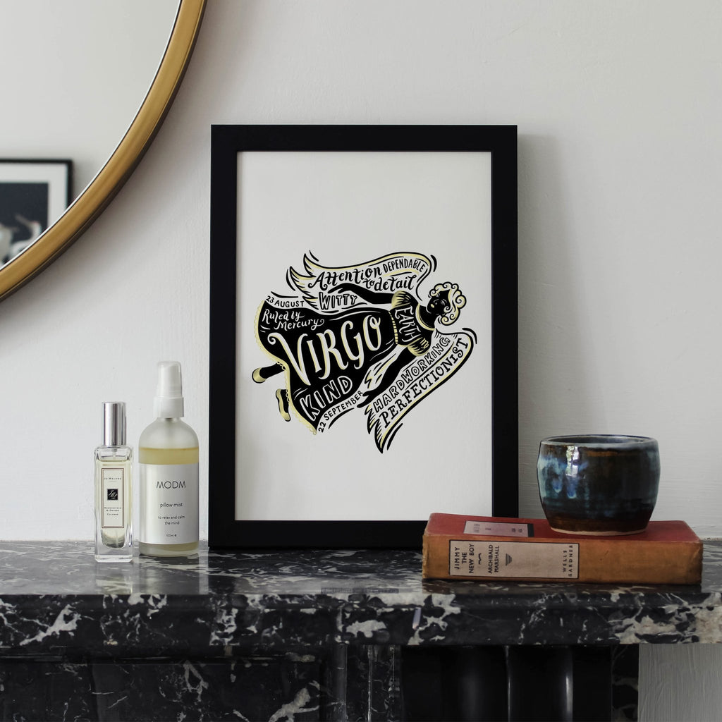 Virgo Zodiac Gold Foil Print - Lucy Loves This-