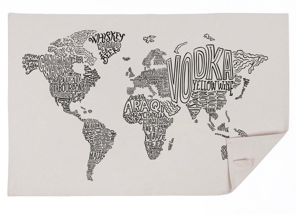 World Booze Map Tea Towel - Lucy Loves This-